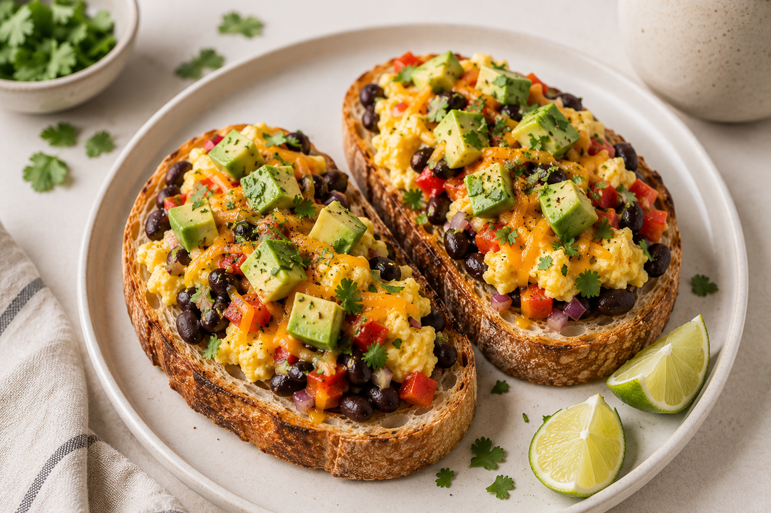Black Bean, Avocado &amp; Cheddar Breakfast Toast